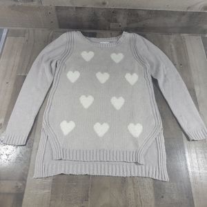 Lauren Conrad Women's Heart Knitted Sweater Light Gray Medium